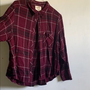 Burgundy Plaid Collared Flannel